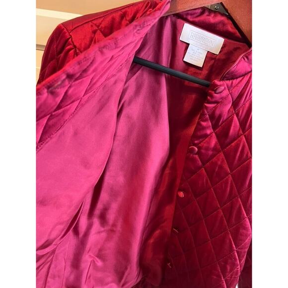 Restoration Hardware quilted Silk womens jacket Silk Burgundy size M - Picture 5 of 8